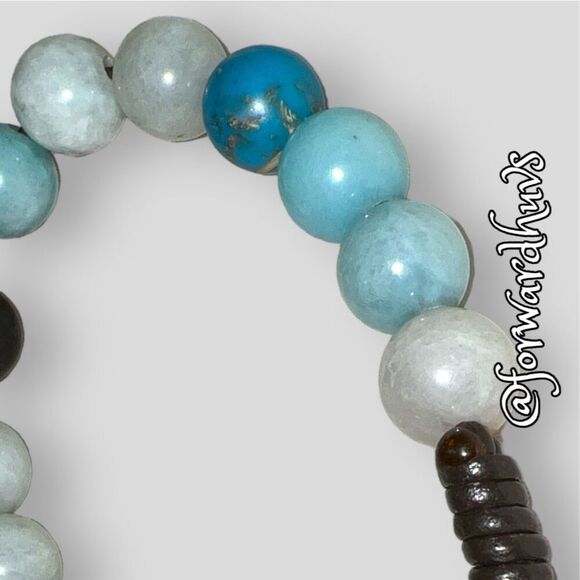 Blue Stone Fossil Brand Bracelet on Brown Cord - Picture 7 of 10